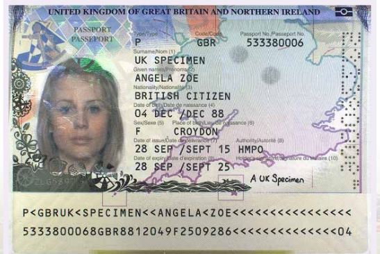 UK Passport Example